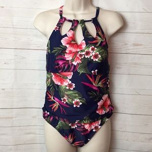 Kona Sol High Coverage One Piece Floral Swimsuit